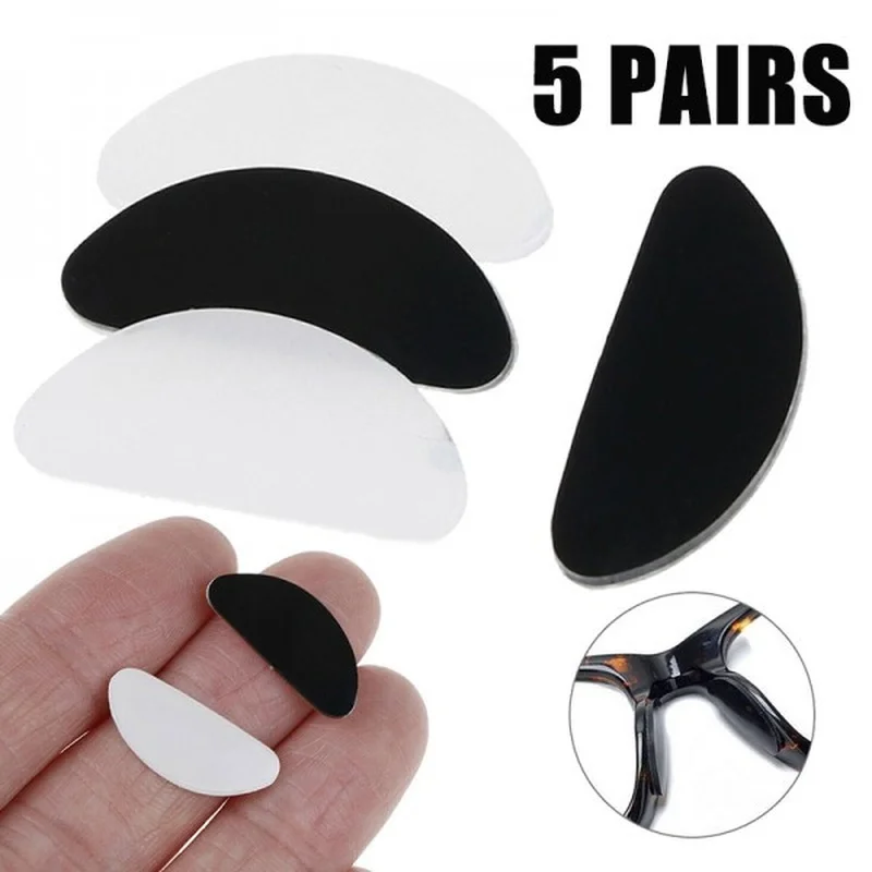 

5 Pairs Glasses Nose Pads Adhesive Silicone Nose Pads Non-slip Clear Black Thin Nosepads for Glasses Eyeglasses Sunglasses NEW