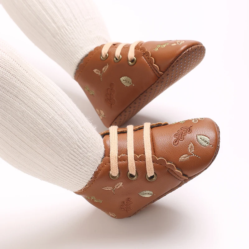 أحذية أطفال حديثي الولادة للجنسين طفلة صبي لطيف التطريز المضادة للانزلاق وحيد أحذية طفل ربطة أحذية واحدة 0-1 سنة #6