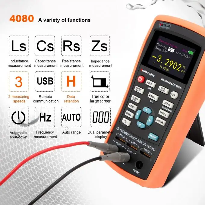 VICTOR 4080 Autoranging Mini USB 0.3/0.6Vrms Adjustable Handheld LCR Meter