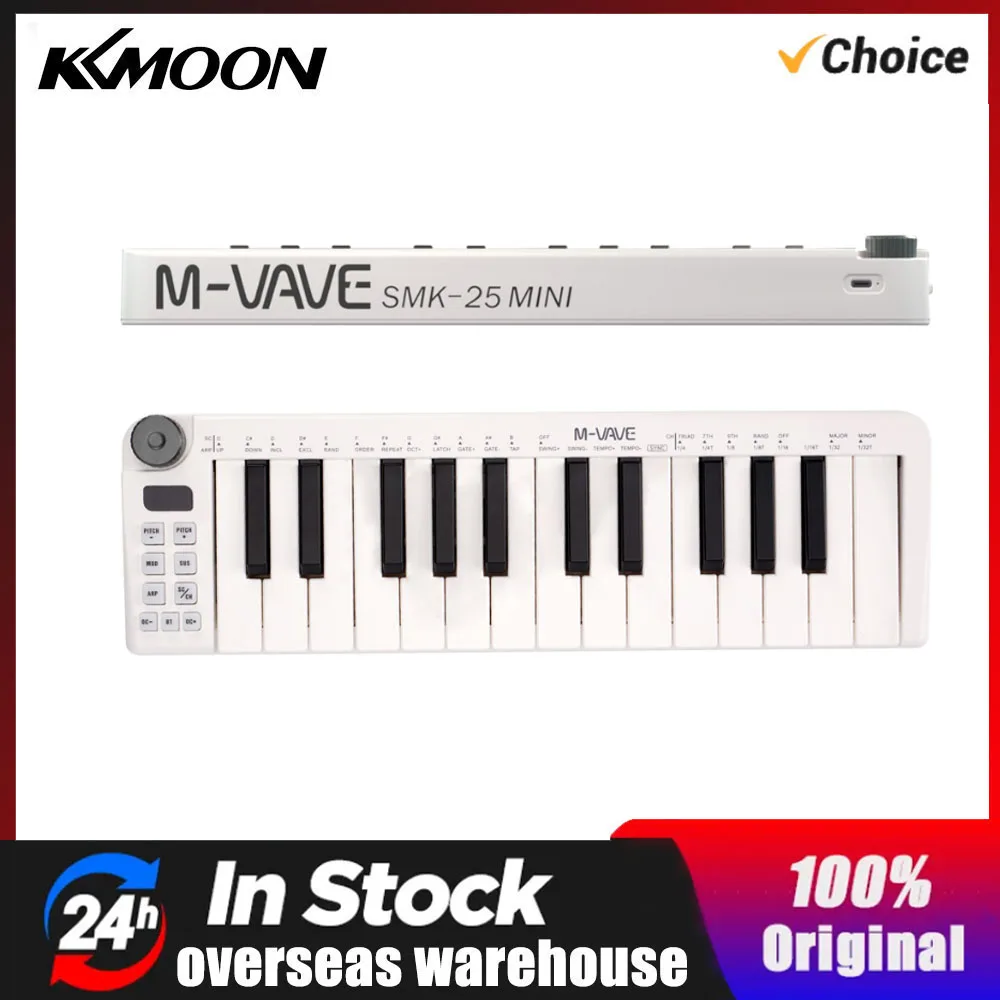 

M-VAVE SMK-25mini MIDI Keyboard Rechargeable 25-Key MIDI Control Keyboard instrument Mini Portable USB Keyboard MIDI Controller