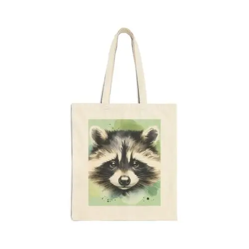 Sindax Cotton Canvas Tote Bag Raccoon in Watercolor Style Fantasy Design 1, Gift