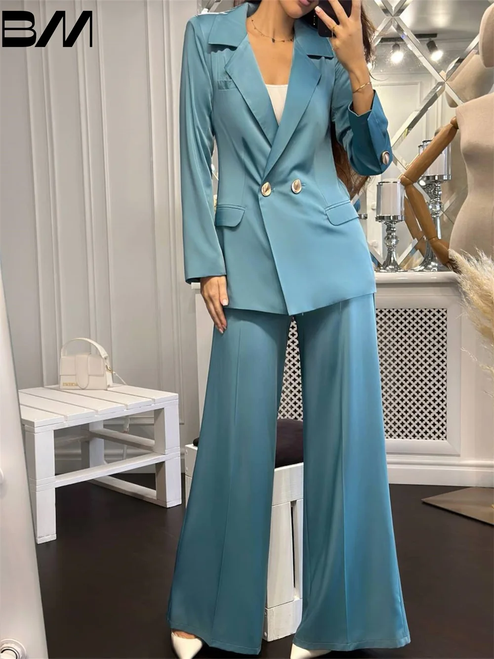 Elegant Custom Colored Women's Spring New Fashion Professional Suit Matching Set Office Suit Simple Casual Blazers Pants