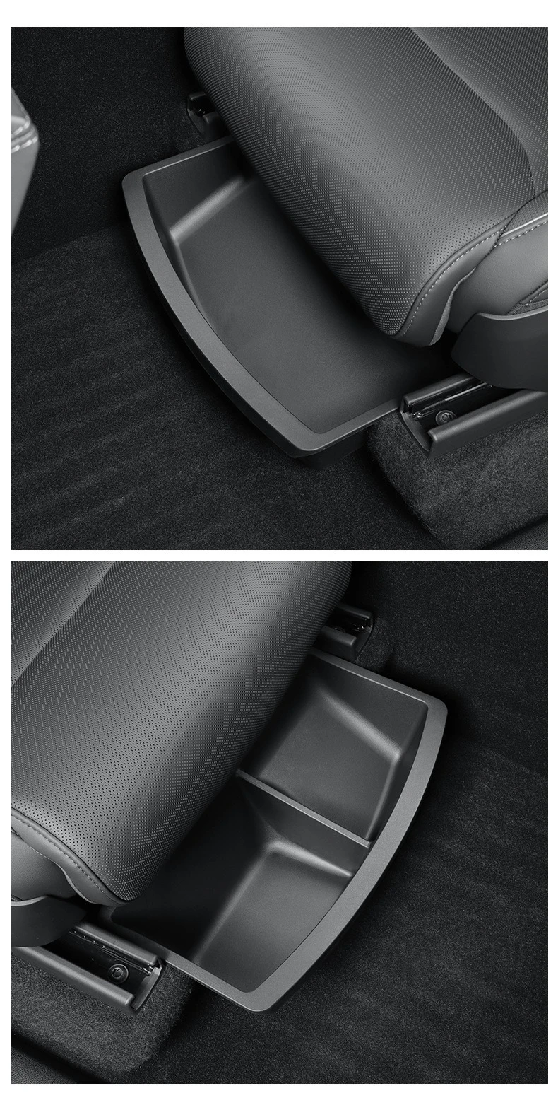 Für Tesla Model YL 2025 2026 Unter-Sitz-Aufbewahrungsbox TPE-Schublade Vorderer Untersitz-Organizer Mülleimer Auto-Innenausstattung ﻿ – Detail 15