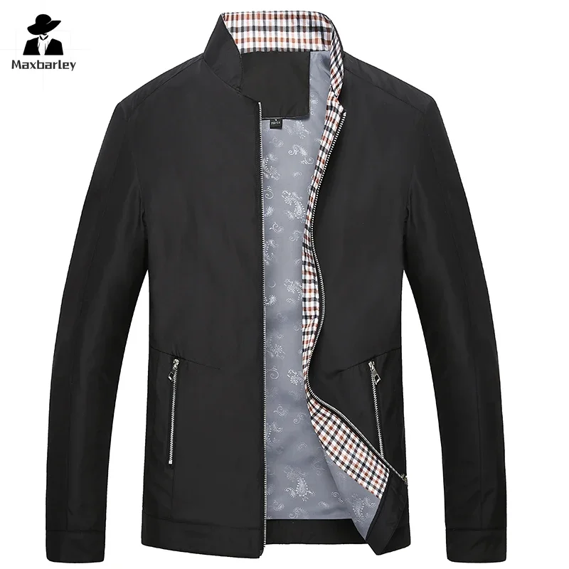 

Brand Jacket Men's 2025 New Autumn Fashion Solid Color Zipper Pocket Windproof Jackets Casual Clothing Stand Collar Male Coat