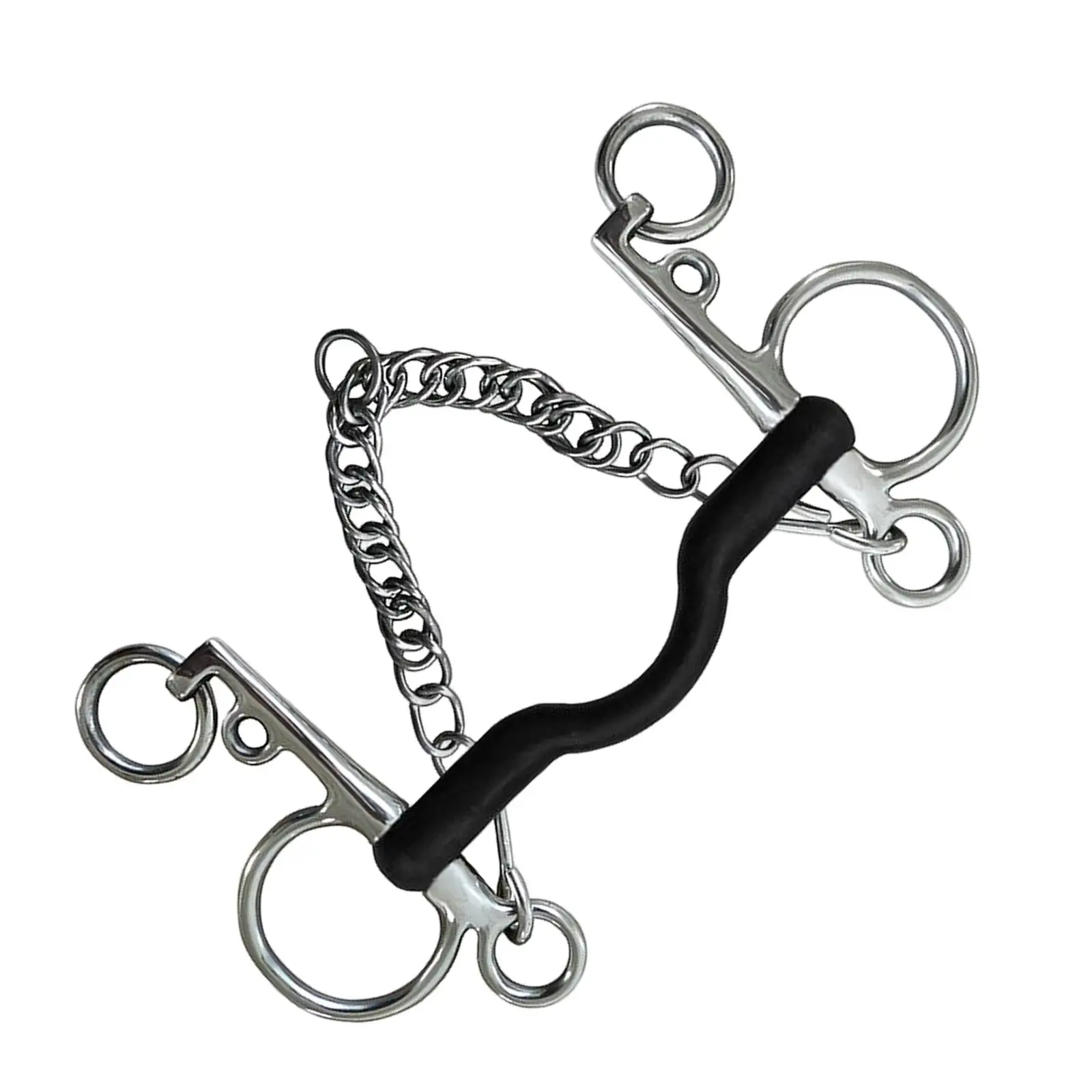 Horse Bit, Stainless Steel, W/Curb Hooks Chain, dengan perak trim, pipi mulut untuk kinerja peralatan pelatihan pengekang kuda