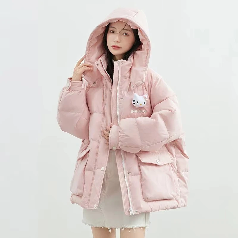 

Sanrio Hello Kitty Girl coat Woman cotton-padded jacket down jacket winter jacket kawalii sweet Princess wind Star with money
