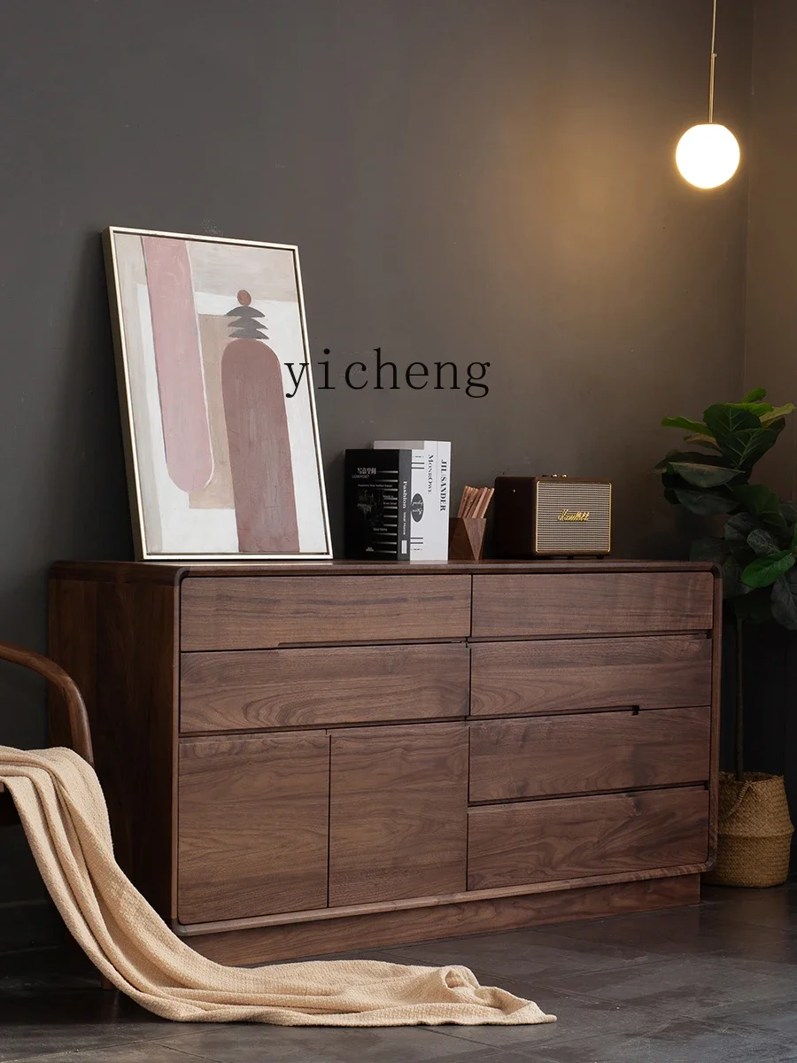 Bedroom Bed Front Cabinet Living Room Multi-Functional Storage Cabinet Solid Wood Storage Cabinet