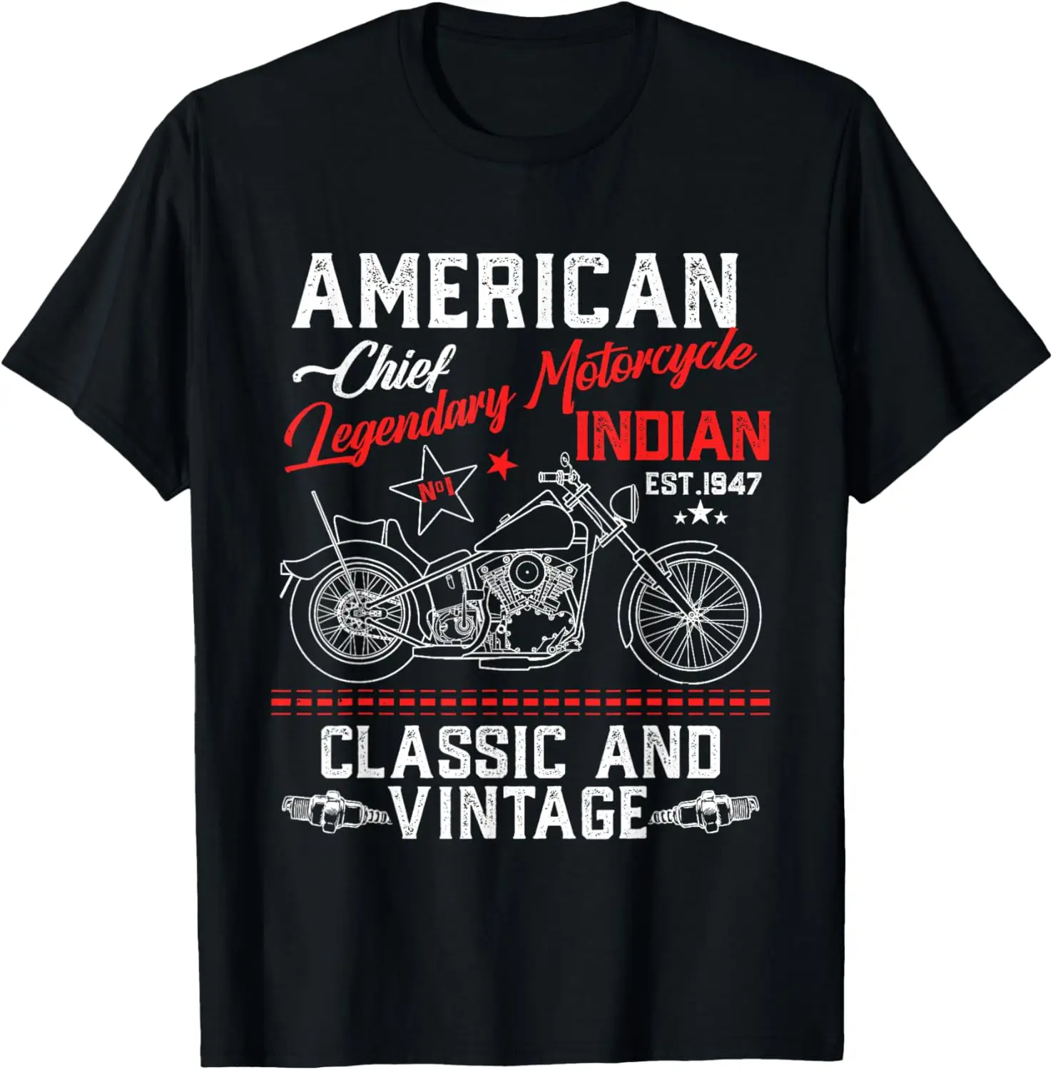 

Old Biker Men Vintage American Motorcycle Indian Retro T-Shirt Motorcycle