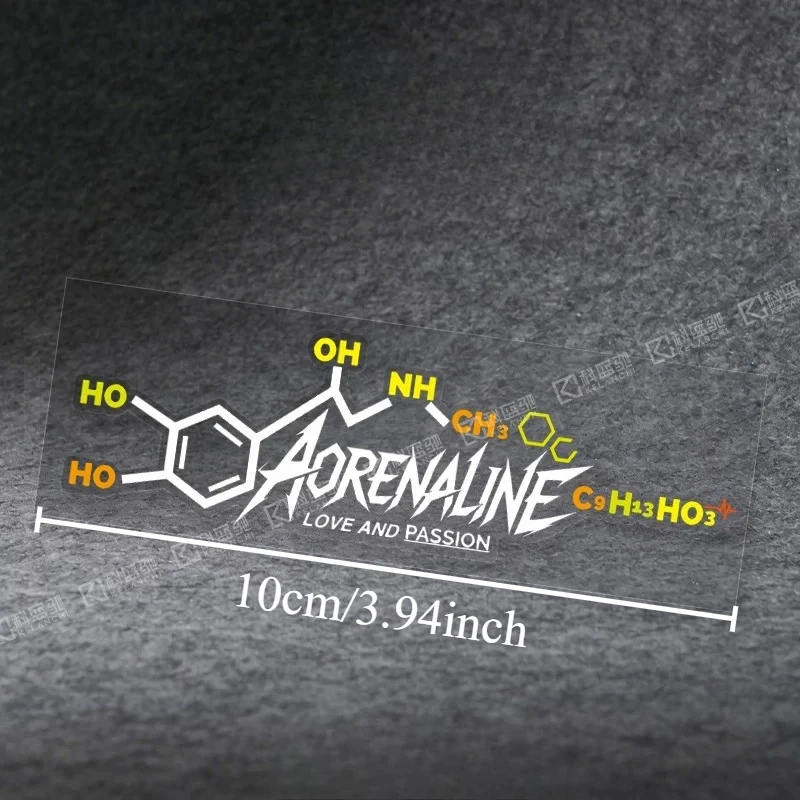 Adrenaline Chemical Formula Vinyl Sticker With Love And Passion Slogan, Decal For Car Window Motorcycle Helmet