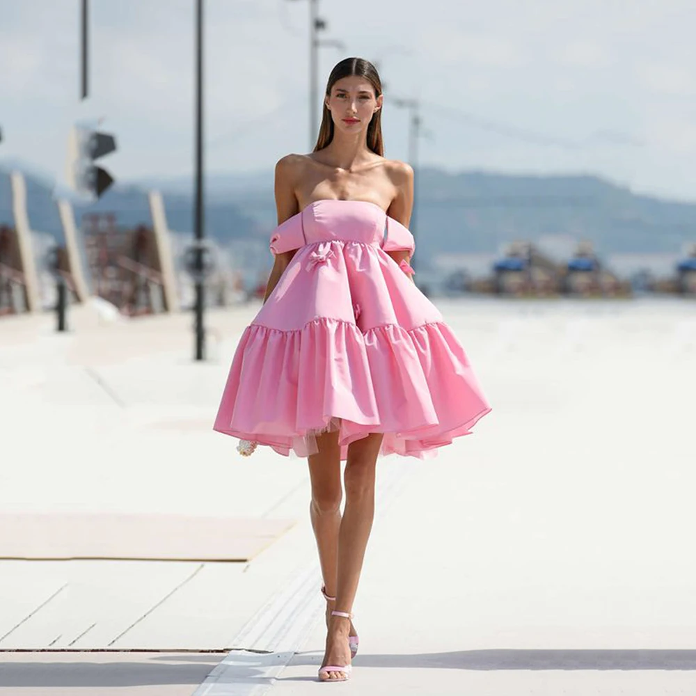 SoDigne Pink Mini Sexy Prom Gowns 2023 Off The Shoulder Graduation Dresses 15 quinceanera dresses Cocktail Party Dresses