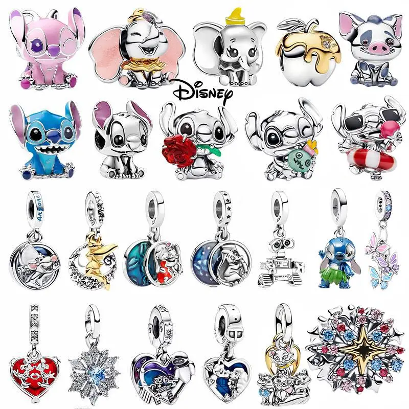 

Disney 925 Silver Mickey Stitch Dumbo The Cat's Adventure Bead Charms Fit Original Bracelet Necklace DIY Women's Jewelry Gift
