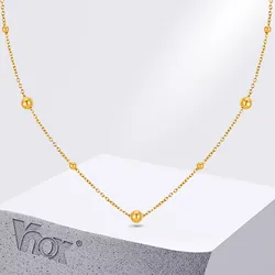 Vnox Dainty Beads Chain Necklaces for Women Girls, Gold Plated Cable O Links Choker Collar
