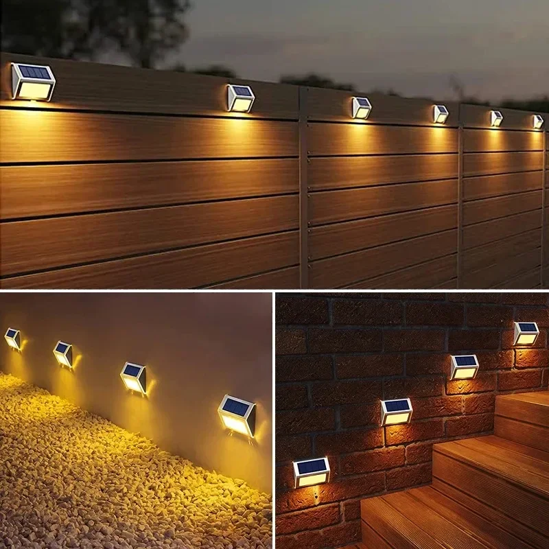 Solar Stainless Steel 3LED Step Light Waterproof, Anti-corrosion and Environmental Protection Wall Light for Garden Fence Wall