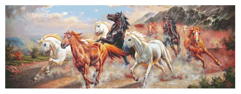 

Wild Horses Sewing kit 18CT 16CT 14CT Unprinted Cross Stitch Kits Embroidery Art DIY Handmade Needlework Home Decor