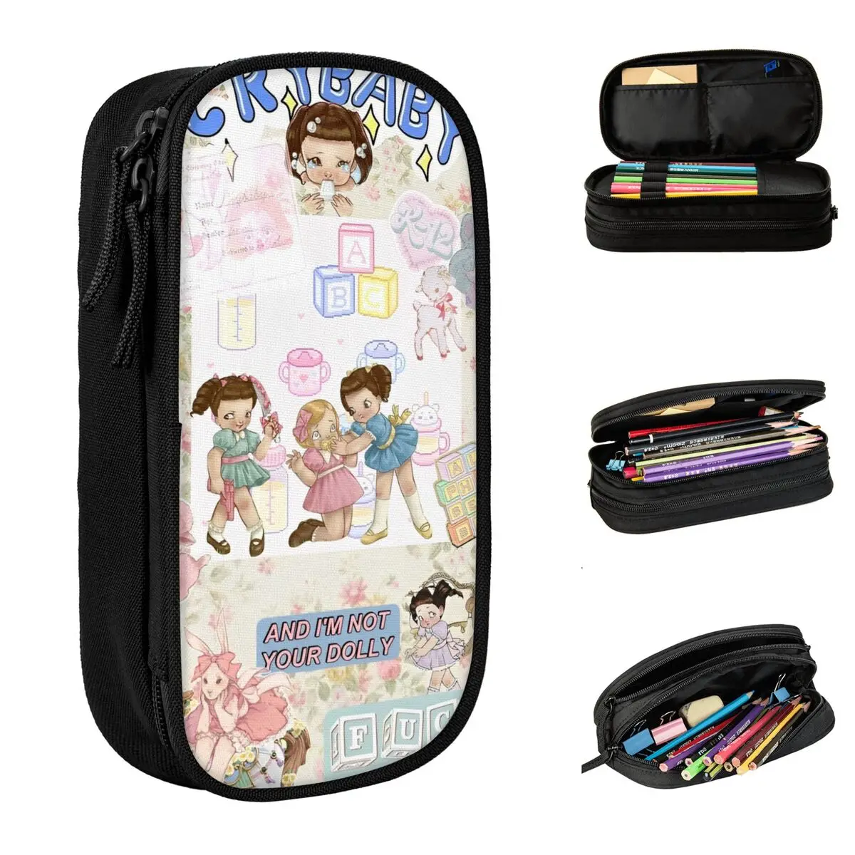 Eğlenceli portallar Melanies Martinez Cry bebek kalem kutusu kalem kutusu kalemlik kız erkek için büyük kapasiteli çanta ofis hediyeleri kırtasiye