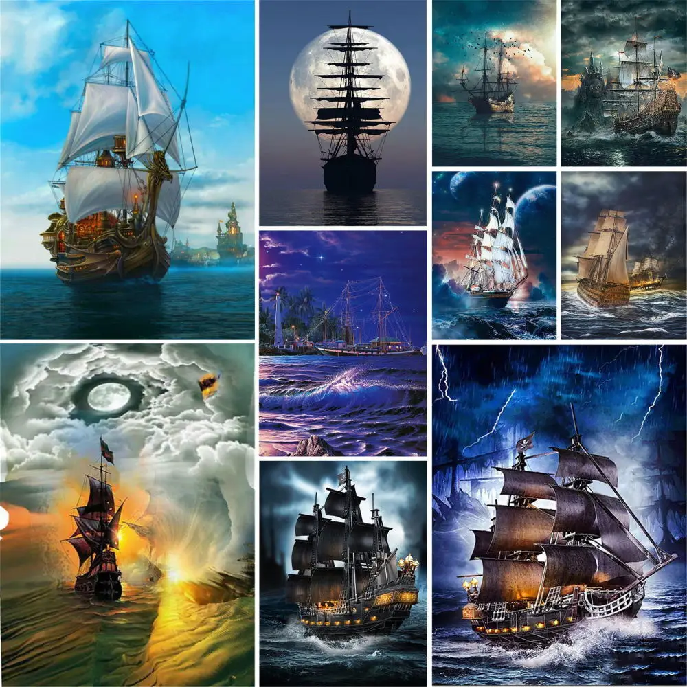 Ocean Ship Landscape DIY Painting By Numbers Complete Kit Acrylic Paints 50*70 Picture By Numbers Photo Home Decor For Children