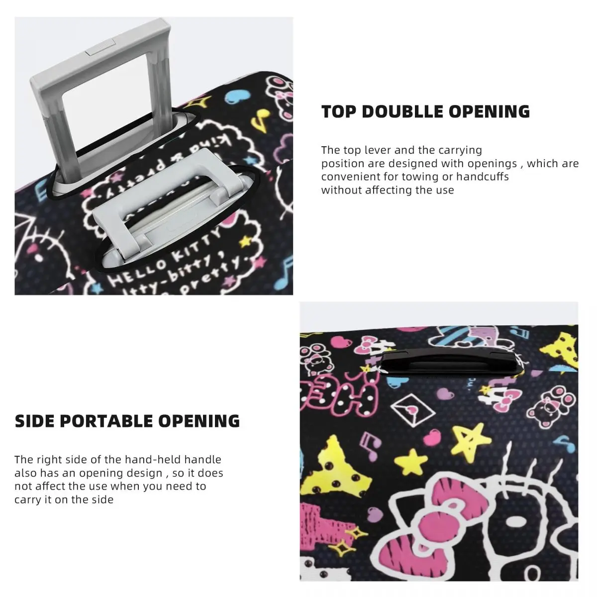 غطاء حقيبة هالو كيتي جرافيتي، غطاء حماية لرحلة الرحلات البحرية، حقيبة أمتعة مرنة للعطلات