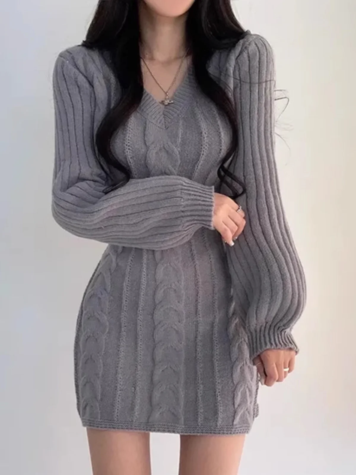 Printemps tricoté Dr femmes coréennes Sle Vintage torsion Ba fendu minceur moulante jupe pull ort jupe a-ligne Dr