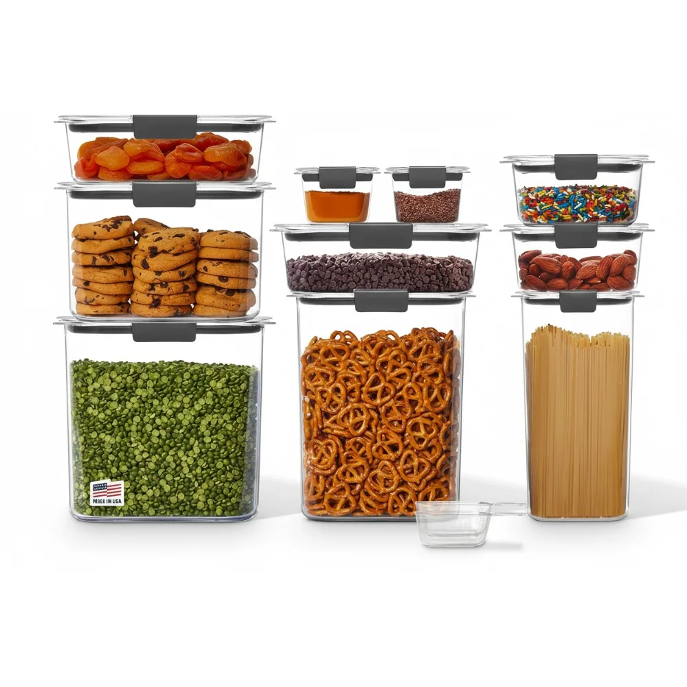 

10-Piece Airtight Food Storage Containers Set, Clear BPA-Free Plastic for Kitchen Pantry Organization