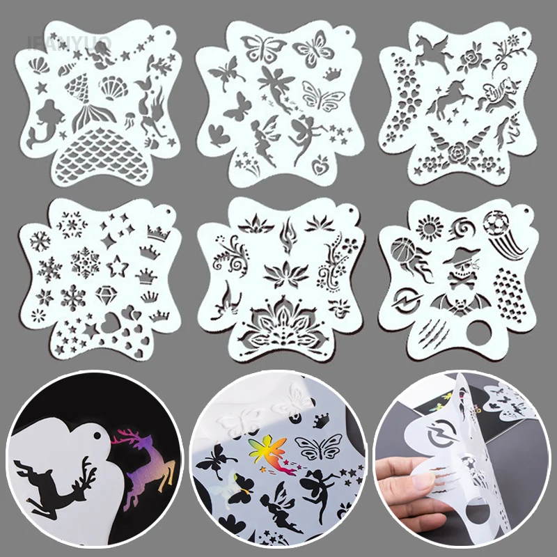 8Pcs/Set Reusable Face Painting Template for Adults and Children Body Art Painting Party Makeup Tools Temporary Tattoos Stencils