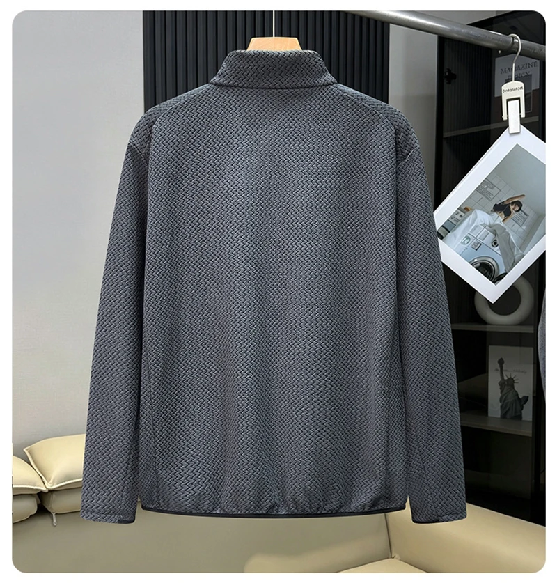 Autumn Winter Wave Fleece Plus Size Mountain Outdoor Men Thermal Locking Warm Fleece Half-Zip Pullover Sweatshirt190kg 12XL