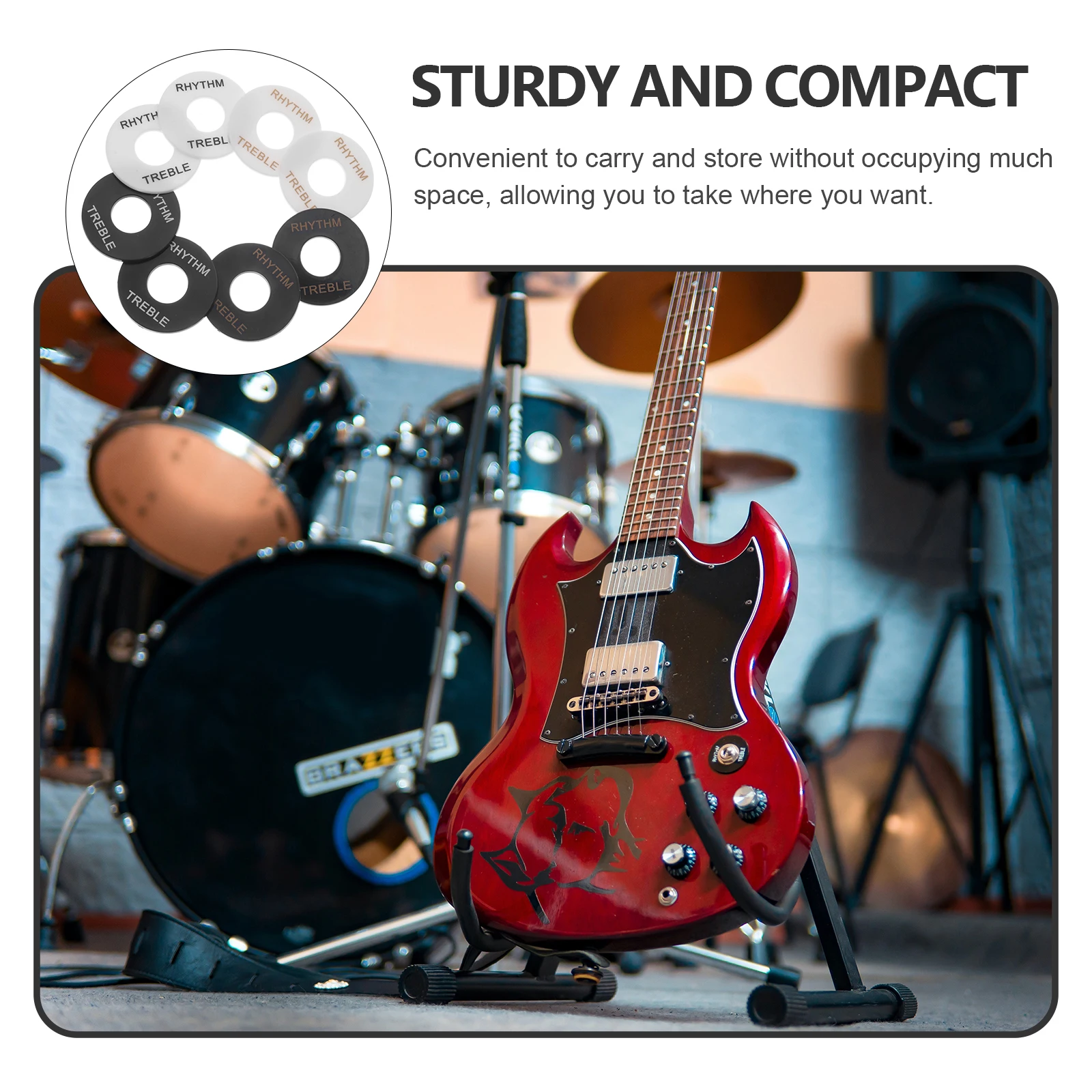 

8pcs Electric Guitar Toggle Switch Washers Black White Gold Plastic Style Gear Position Rhythm Treble Washer Accessories
