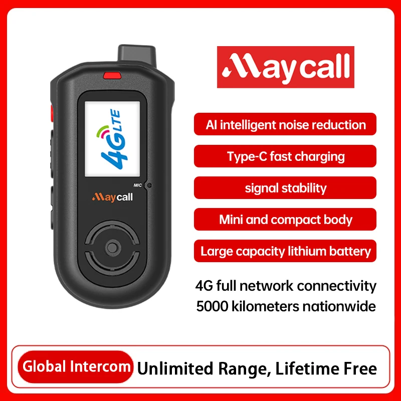 Mini Radio SIM (Gratis de por Vida) Walkie Talkie POC 4G Global, Walkie Talkie Remoto de 5000 KM, para Flota Policial y Civil Global