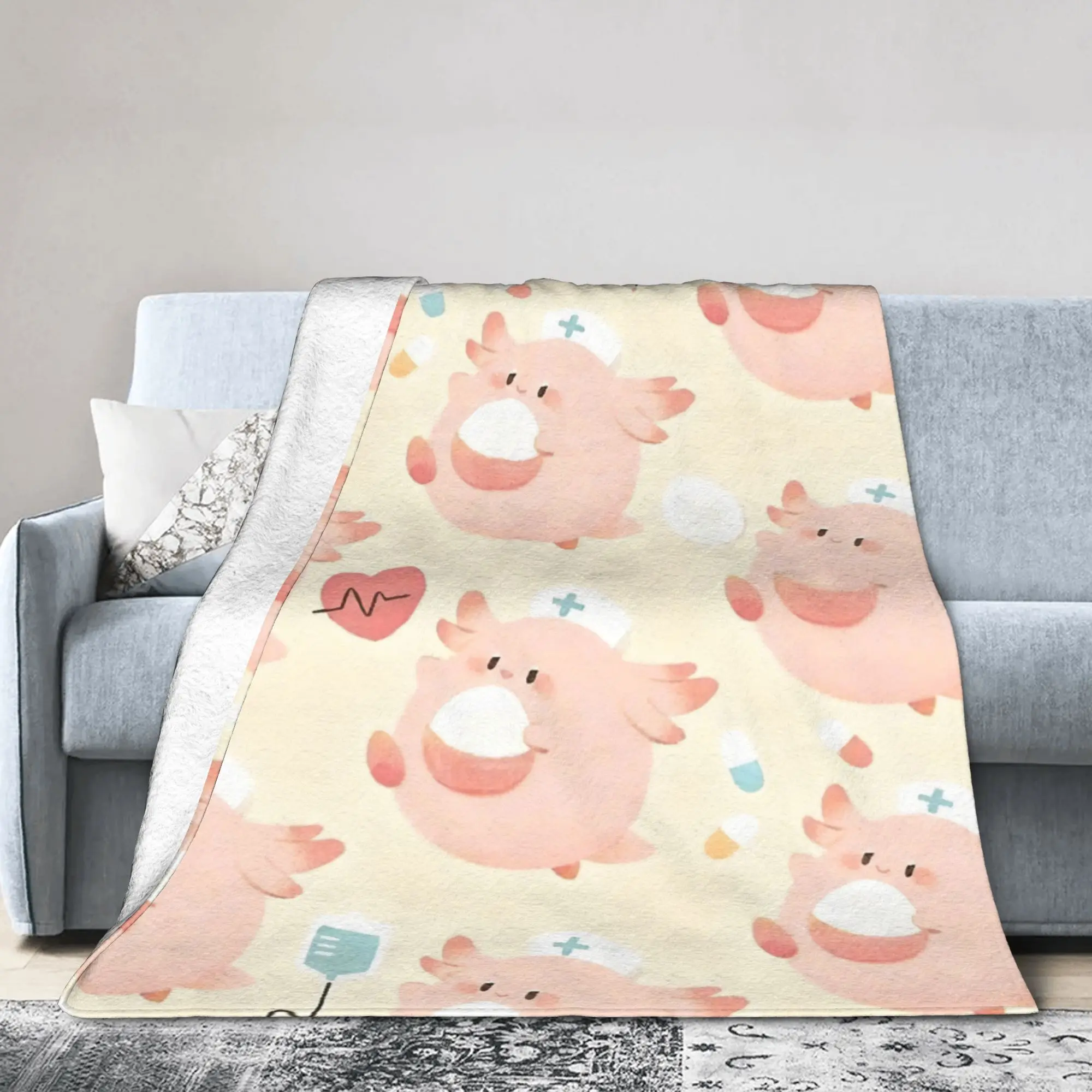 Jigglypuffs Kawaii Blankets Poke-Mon Cartoon Flannel Vintage Soft Throw Blankets for Bedding Lounge All Season