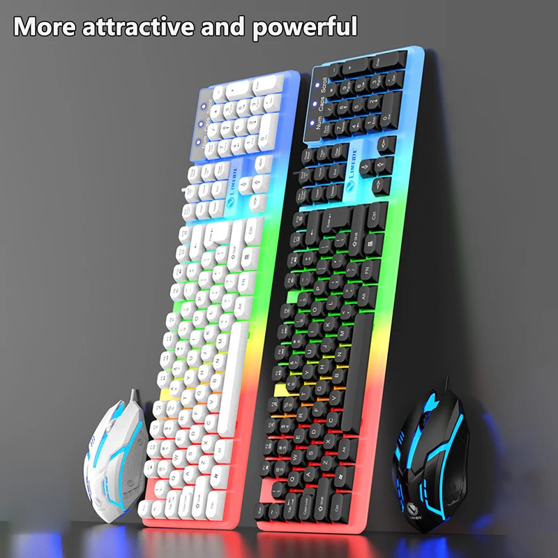 Mechanical Keyboard And Mouse Set Hot-Swappable Gaming Wired Keyboard RGB Light For Mac Windows Computer PC Gamers Laptop Office