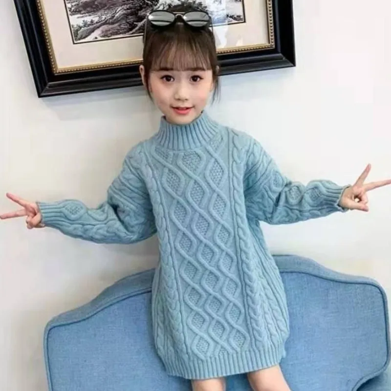 

Утолщенный вязаный базовый слой с длинными рукавами для девочек-подростков, зимнее тепло, модный дизайн, водолазка для девочек