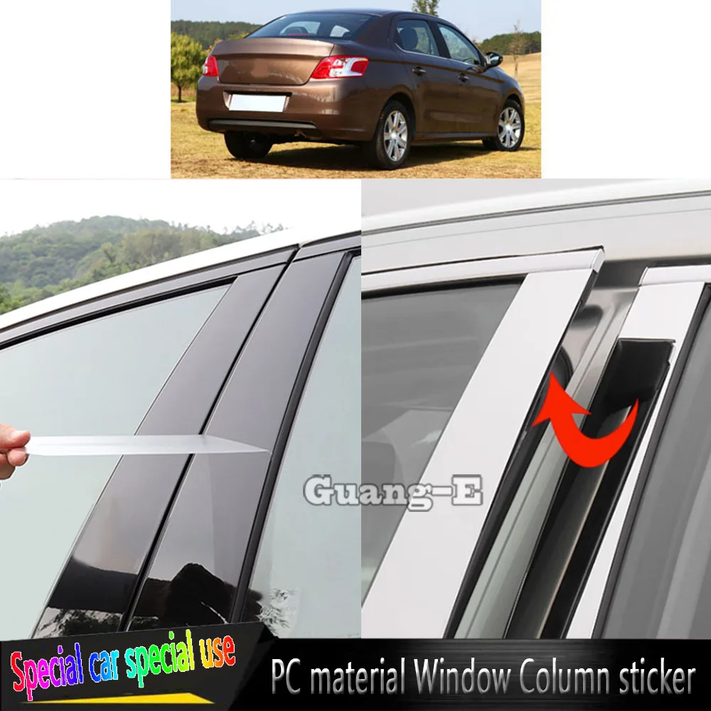 

For Peugeot 301 2014 2015 2016 2017-2020 Car TPU/Glossy Mirror Pillar Post Cover Door Trim Window Molding Sticker Accessories