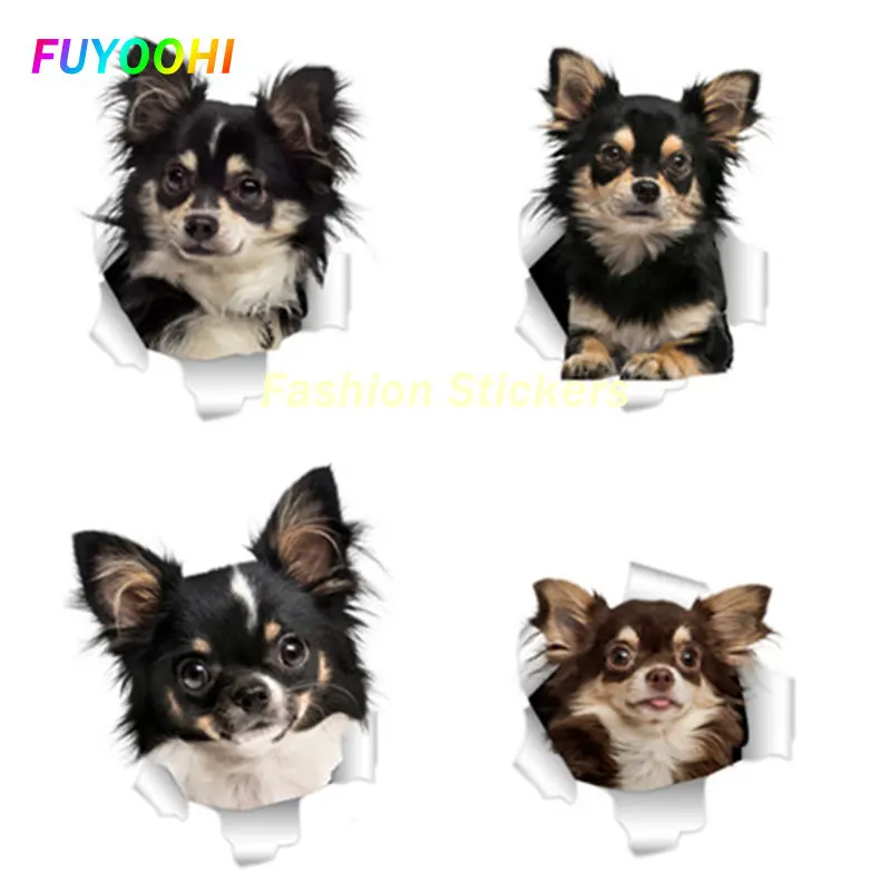 

FUYOOHI Funny Stickers 3D Chihuahuas Dog Stickers Super Staffie Decal on Car Window Bumper Motorcycle Helmet Trunk Bike Decals