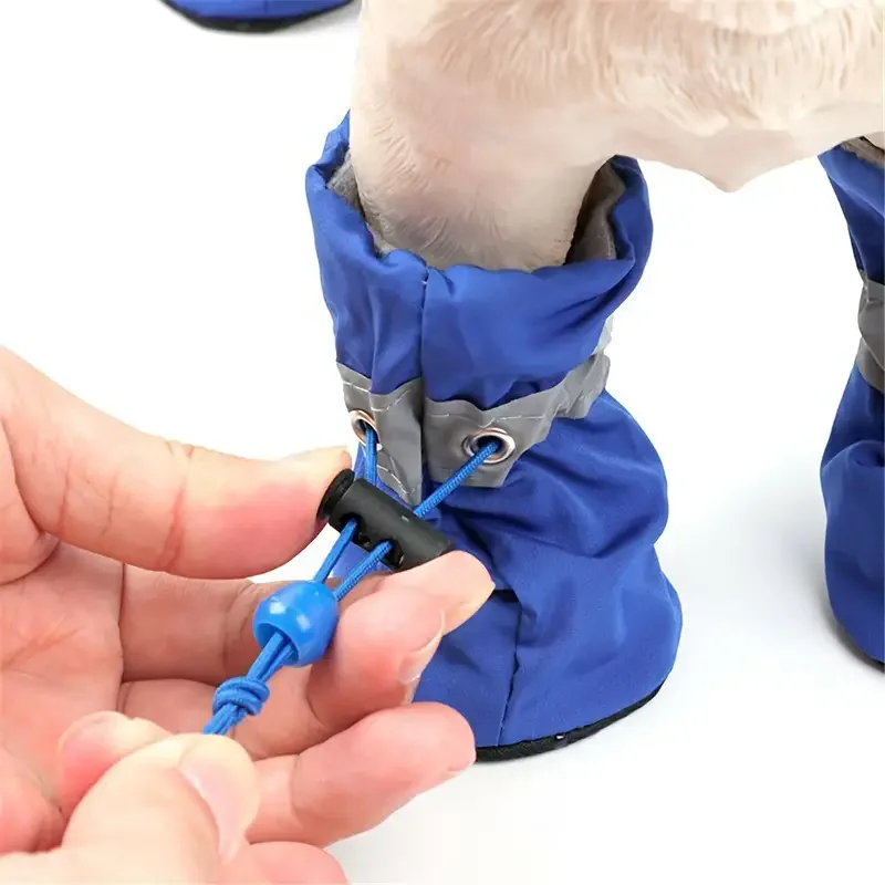 

4PCS Waterproof Puppy Shoes - Protect Pet Claws and Keep Them Dry, Blue 4pcs New Edition