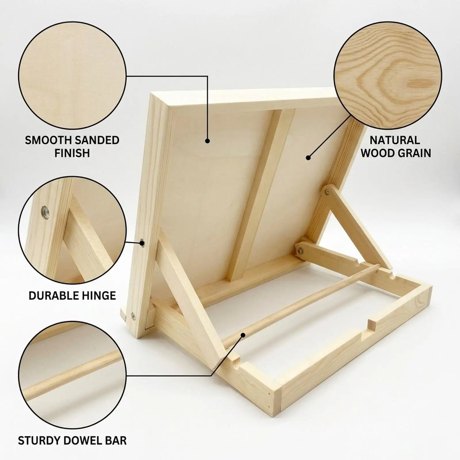 Wooden Tabletop Easel Adjustable Painting Stand Portable Art Board Holder for Artists and Kids Drawing