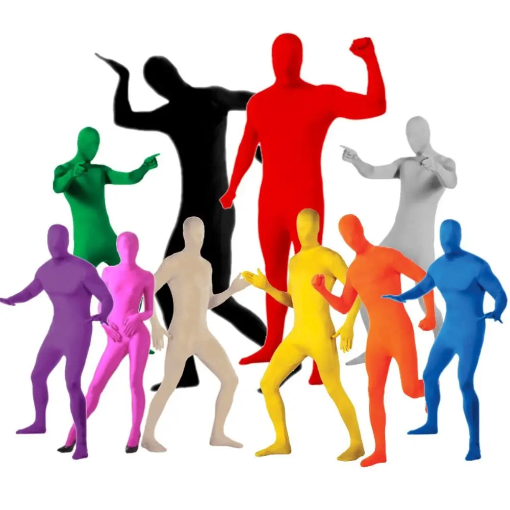 غير مرئية عباءة طفل الكبار Zentai بذلة دنة دعوى كامل الجسم البدلة متعدد الألوان ازياء الزي الجلد ضيق ارتداءها