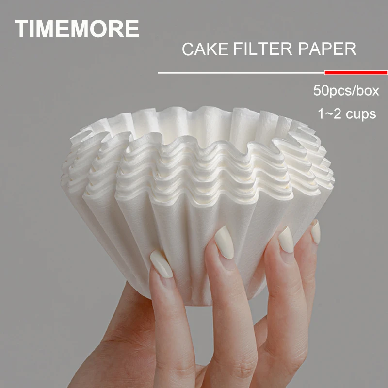 

TIMEMORE Cake Coffee Filter Papers, 155 Type (1 - 2 Cups), 50 Pcs/Box, Japanese Wood Pulp, No Fluorescers, For Drip Kettle