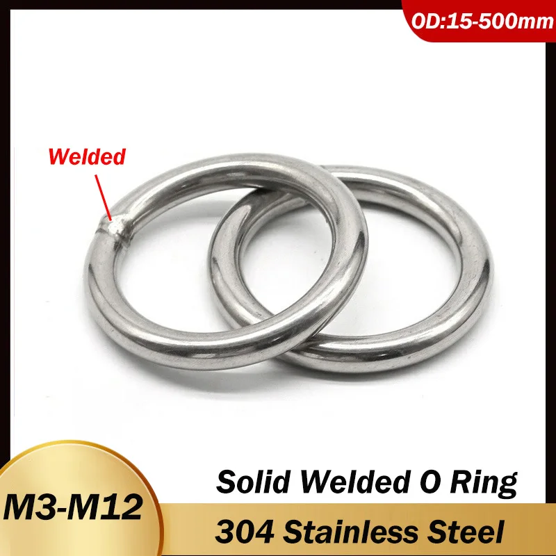 Thinck 3/4/5/6/8/10/12mm 304 Stainless Steel O Ring Strapping Welded Round Rings OD:15/20/25/30/40/50/60/79/80/90/100/120~500mm