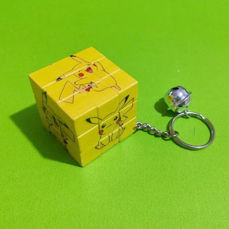 Pokemon Pikachu Keychain 3x3 Rubik\'s Cube Pendant Anime Puzzle Children\'s Toy Fashion Backpack Charm Cute Children Birthday Gift