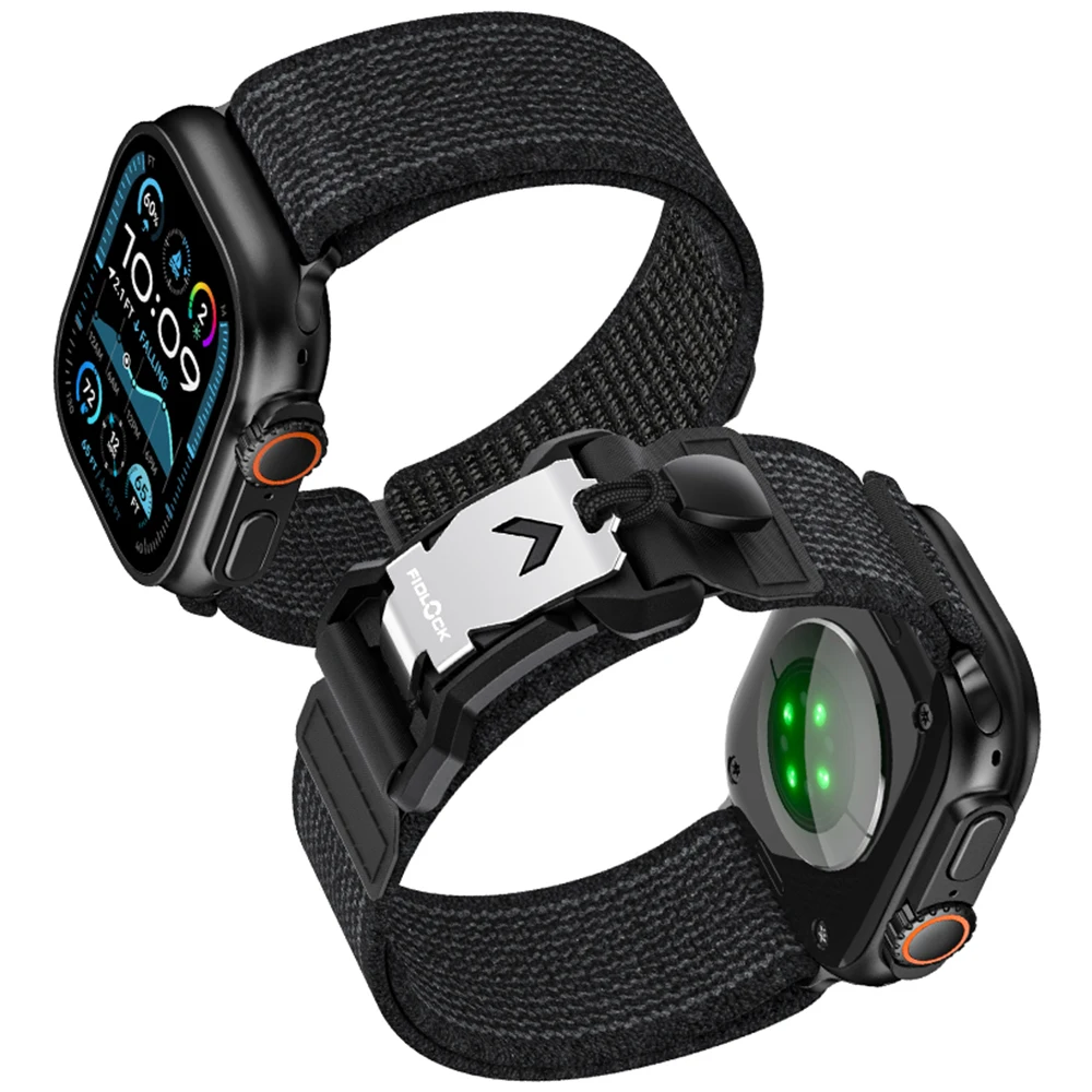 Cinturino sportivo da uomo per Apple Watch Ultra49mm Serie 10 46mm Nylon + PC + cinturino in metallo per iWatch 9 8 7 6 5 4 SE 45mm 44mm cinturino