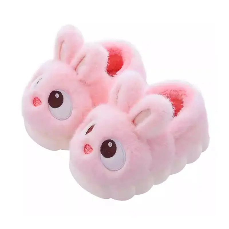 

Kids Closed Heel House Slippers, Indoor Winter Non-Slip Soft Plush, Cute Cartoon Design for Boys and Girls