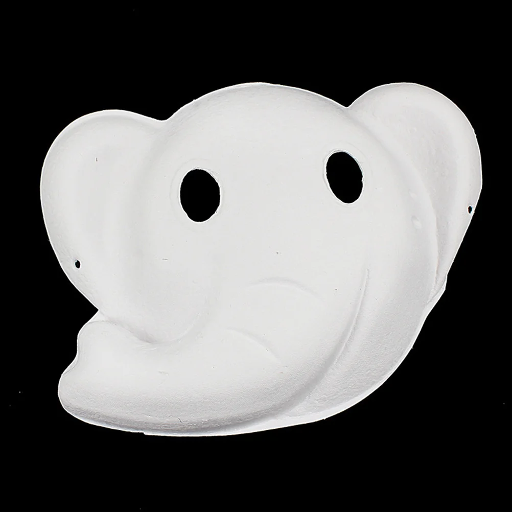 

3Pcs Animal Face Mask DIY Paintable Blank White Masks Eco-Friendly Pulp Masquerade Cosplay Party Accessory Elephant Rabbit Lion