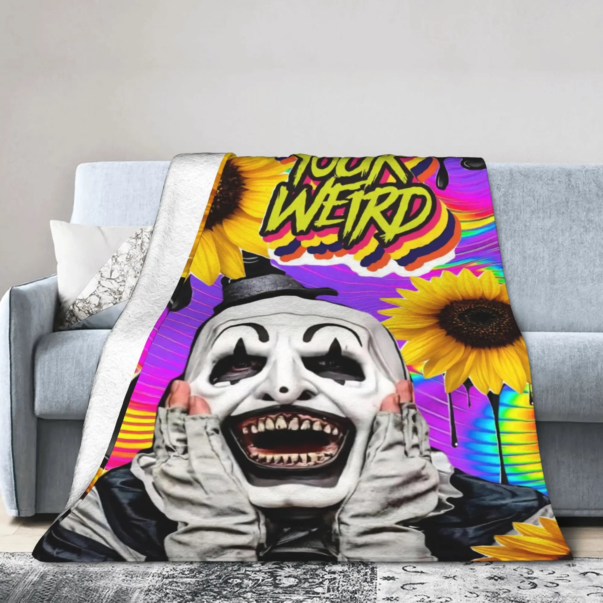 Terrifier Blankets Horror Movie Flannel Throw Blanket Summer Air Conditioning Decoration Lightweight Bedspreads