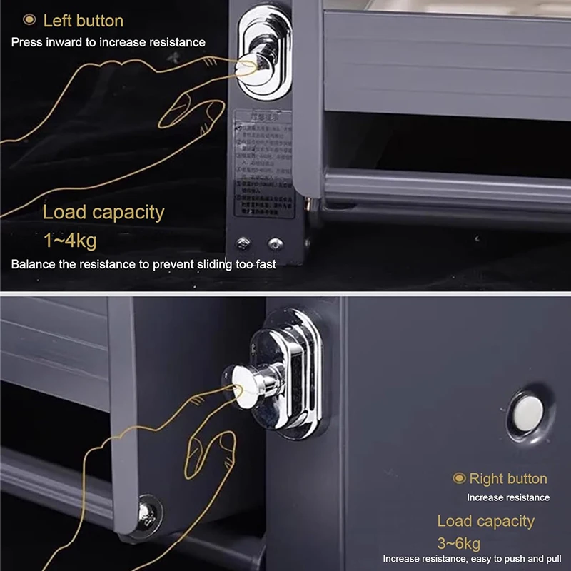 نظام حائط مع مصعد تخزين من سبائك الألومنيوم، خزانة مطبخ معدنية متعددة الوظائف قابلة للسحب، سلة رفع لأسفل #5