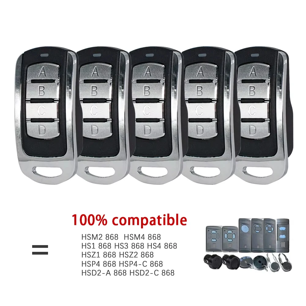 1-5pcs For HSM2 HSM4 868 MHZ Garage Gate Remote Control Handheld Transmitter 868.35mhz