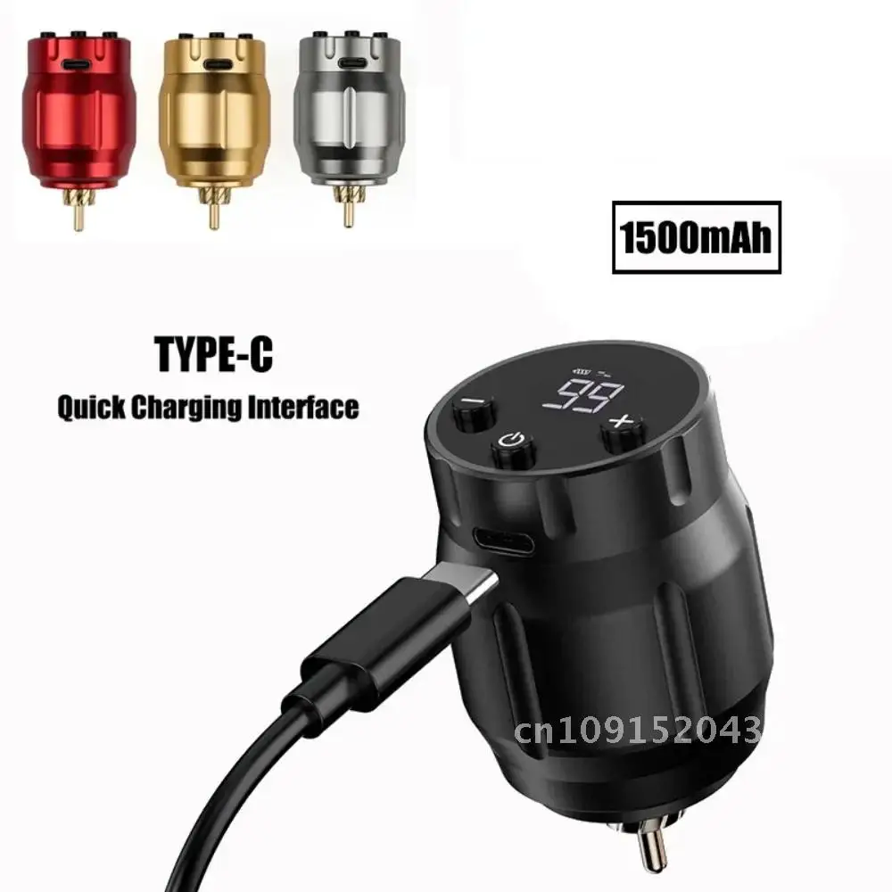 New Mini Wireless Tattoo Power Supply LED Display 1500mAh Portable Rechargeable Batterry RCA Interface For Tattoo Machine Pen