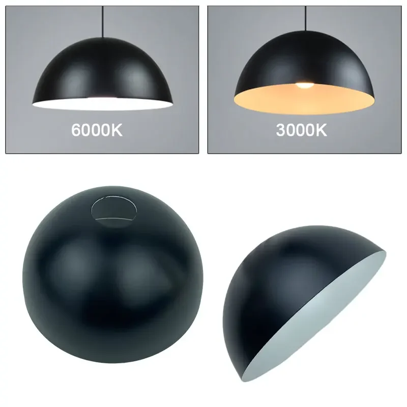 200mm Metal Lampshades Half of A Circle for Hanging Chandelier Floor Lamp Light Shade Black White Grey