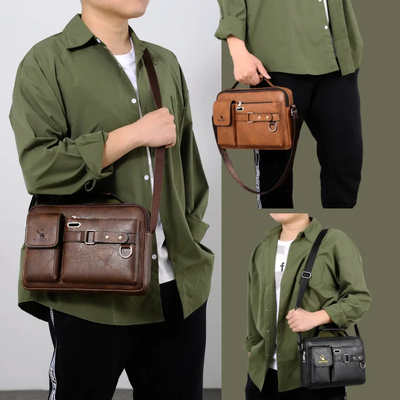 Weixier Men's Business Shoulder Crossbody Bag Hand-held Backpack Briefcase