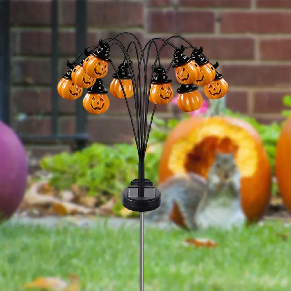 2szt Halloween Solar Pumpkin Pathway Lamp Scary Pathway Marker Lights Festival Theme Waterproof Outdoor Holiday Party Supplies