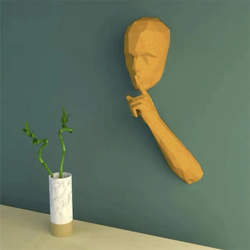 3D Paper Model Of The Silent Person For Library Cafe Wall Decoration Keep Quiet In Public Places PaperCraft Hand Made Art Toys