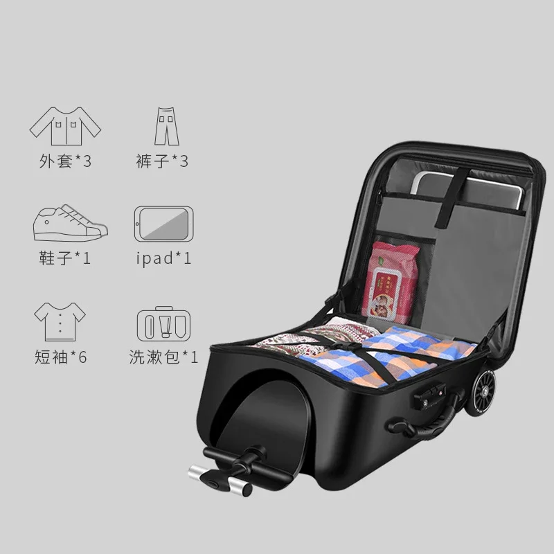 New kids scooter luggage children and baby can sit on travel trolley suit men women travel luggage bag lazy trolley